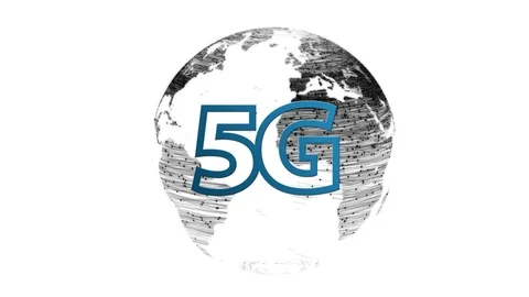 5G over rotating globe data transfer animation Stock Footage 110903252