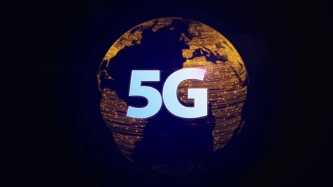 5G over rotating globe data transfer animation Stock Footage 110903362