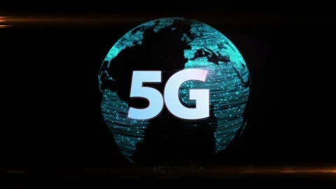 5G over rotating globe data transfer animation Stock Footage 110903369