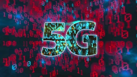 5G over rotating globe data transfer animation Stock Footage 110904664