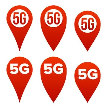 5G Pointer Sign Set Vector. Red Icon. Internet Wi-Fi Connection Standard. Speed イラスト素材