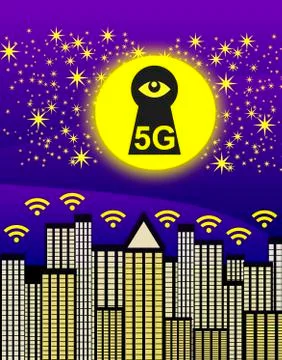 5G with potential security threats Stock Illustration