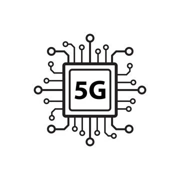 5G processor chip vector icon symbol for graphic design, logo, web site, soci Stock Illustration