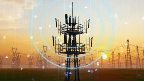 5G signal base stations China Mobile and China Unicom towers Vídeo Stock 341065440