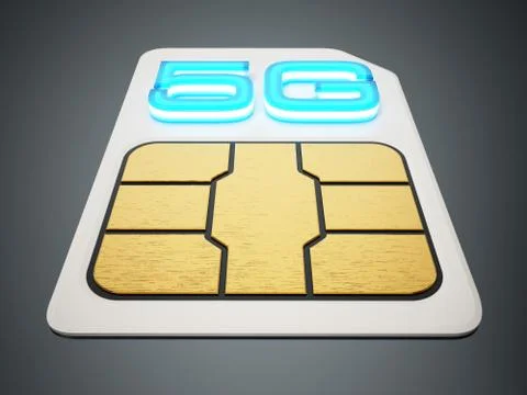 5g SIM card on gray background. 3D illustration Stock Illustration