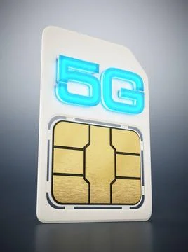 5g SIM card on gray background. 3D illustration 5g SIM card on gray backgr... Stock Photos