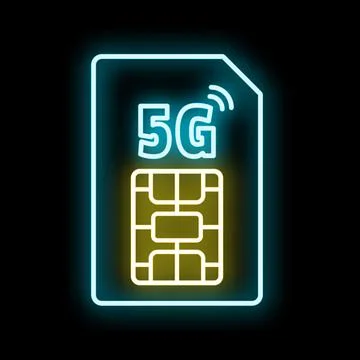 5g sim card neon network connectivity concept Stock Illustration