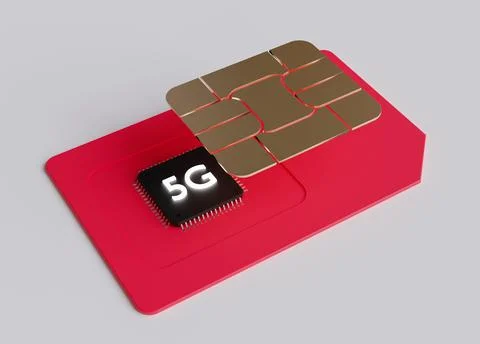 5G SIM with a computer processor Illustrazione stock