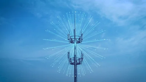 5G smart cellular network antenna base station Stock Footage 129478976