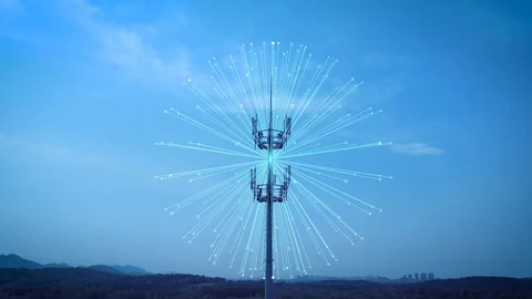 5G smart cellular network antenna base station Video stock 129478979