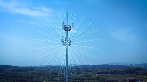 5G smart cellular network antenna base station Stock Footage 129478982
