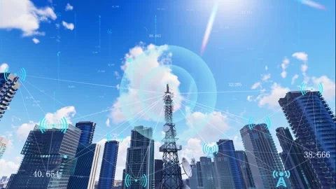 5g smart city network communication Stock Footage 182313112