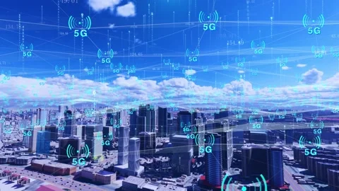 5g smart city network coverage Video stock 171490790
