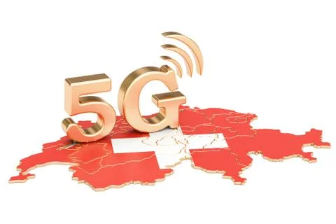 5G in Switzerland concept, 3D rendering Illustrazione stock