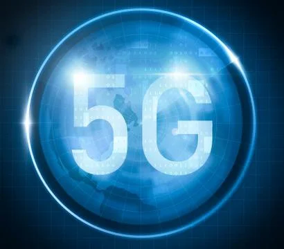 5G symbol on digital background Stock Illustration