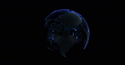 5G symbol with rotateing earth,web tech background.4k Stock Footage 104862428