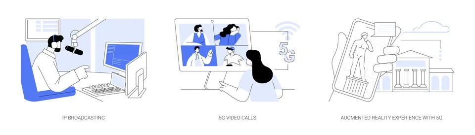 5G technology abstract concept vector illustrations. Stock Illustration