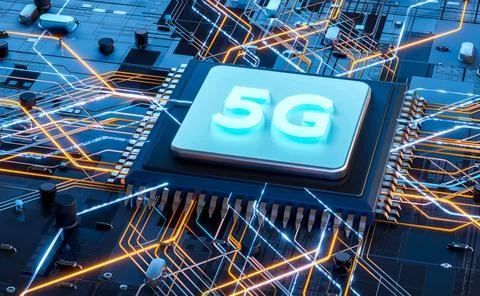 5G technology chip processor background circuit board communication technolog 스톡 일러스트