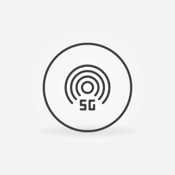 5G technology in circle vector outline icon Stock Illustration