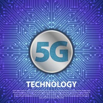 5G technology with circuit board is background Illustrazione stock