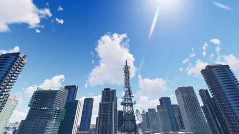 5g technology city background Stock Footage 182337136