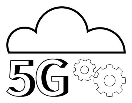 5G Technology with Cloud Computing and Gear Icons Representing Connectivity.. Stock Illustration