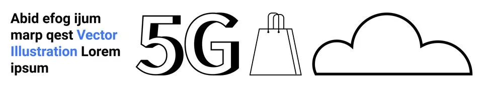 5G Technology, Cloud Computing, and E-commerce Shopping Bag Symbol Concepts Stock Illustration