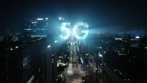 "5G technology conсept in the city of the future. Stock Footage 141123867