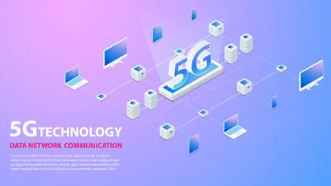 5g Technology Data Network Communication Wireless Hi-speed Internet background 스톡 일러스트