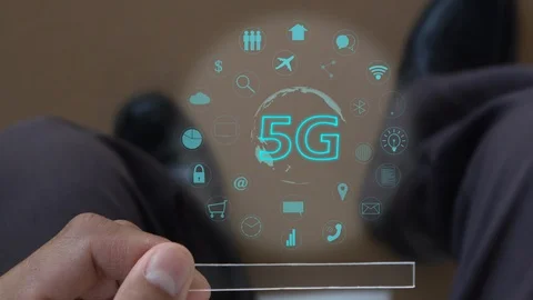 5G technology. Futuristic technology in hand.  库存影片 112293901