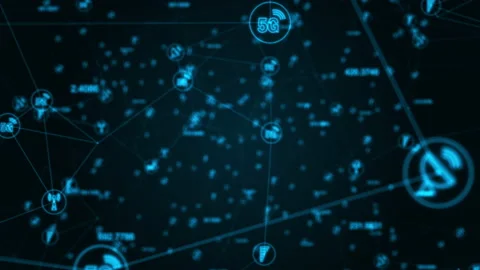 5G technology icon network connection abstract background seamless loop video Stock Footage 146770169