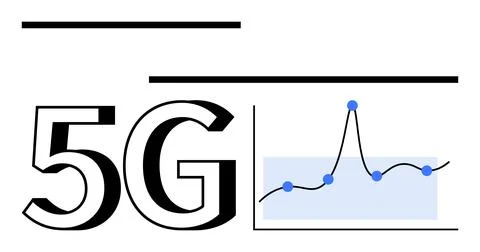 5G Technology Impact Connectivity and Data Growth Represented through a Graph Illustrazione stock