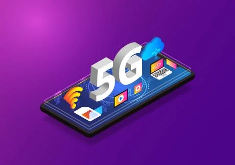 5G technology isometric 스톡 일러스트