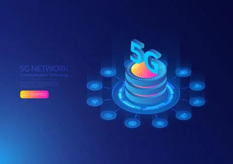 5G technology isometric Illustrazione stock