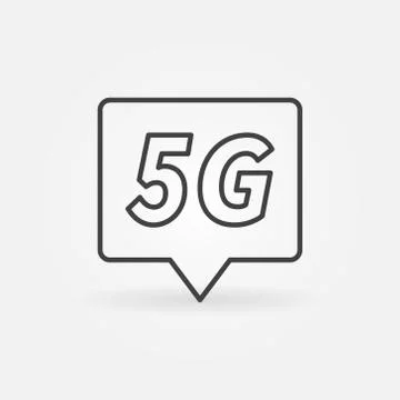 5G technology location mark concept outline vector icon Stock Illustration