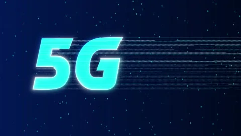5G Technology Logo with Digital Data Speed Video Animated Background Stock Footage 340447220