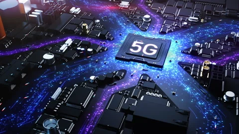 5G technology , a stylized city composed of electronic components. animation  스톡 동영상 222705226