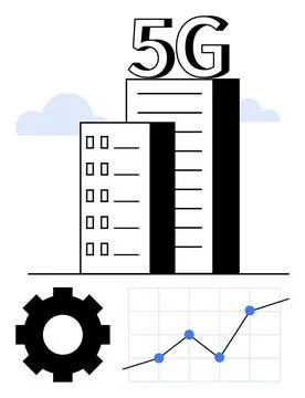 5G technology, urban infrastructure, data analysis, connectivity solutions, t Stock Illustration