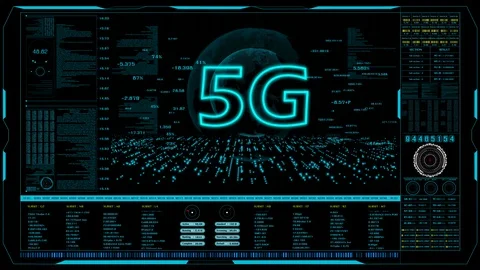 5G technology.Modern data hologram HUD. 库存影片 112312697
