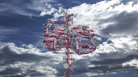 5G Telecommunication Base Station Cloud Timelapse Stock Footage 314004594