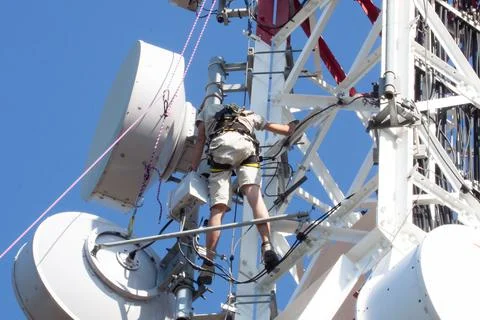 5g telecommunication tower Stock-Fotos