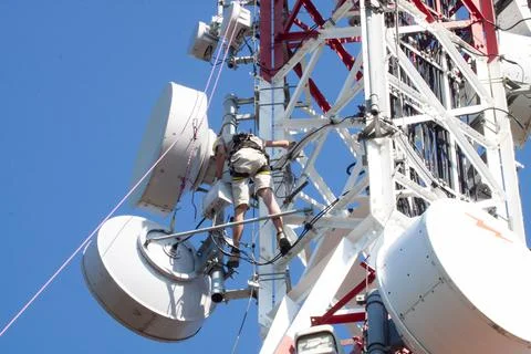 5g telecommunication tower Stock-Fotos