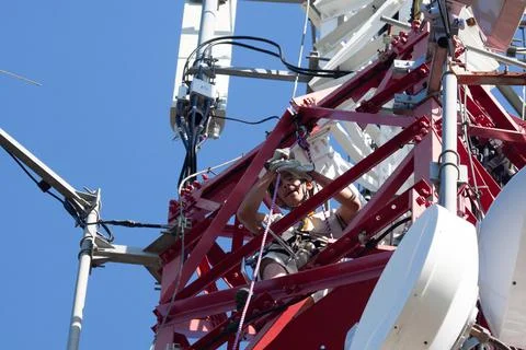 5g telecommunication tower Stock-Fotos