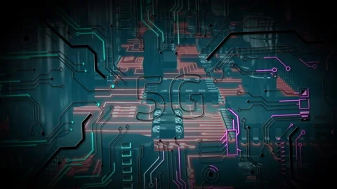 5G text against microprocessor in background 스톡 동영상 135458419
