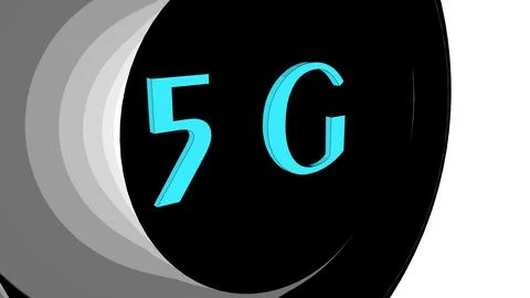 5G text. LTE network. Mobile communications. Data transfer. Stock-Illustration