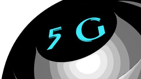 5G text. LTE network. Mobile communications. Data transfer. Stock Illustration