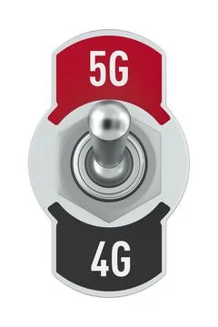 5G toggle switch on white background. Isolated 3D illustration 스톡 일러스트