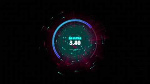 5G Ultra Internet Speed Test HUD Speedometer Animation with Live Data Counter 库存影片 343727953