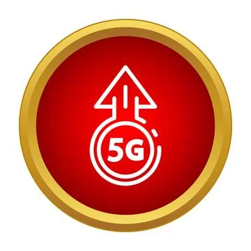 5g upload speed technology icon in red circle Stock Illustration