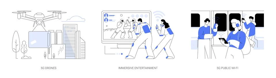 5G use cases abstract concept vector illustrations. Stock Illustration